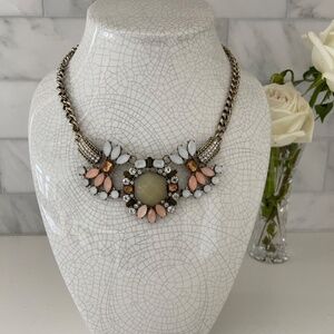 J. Crew Statement Necklace in White, Pink, and Gold